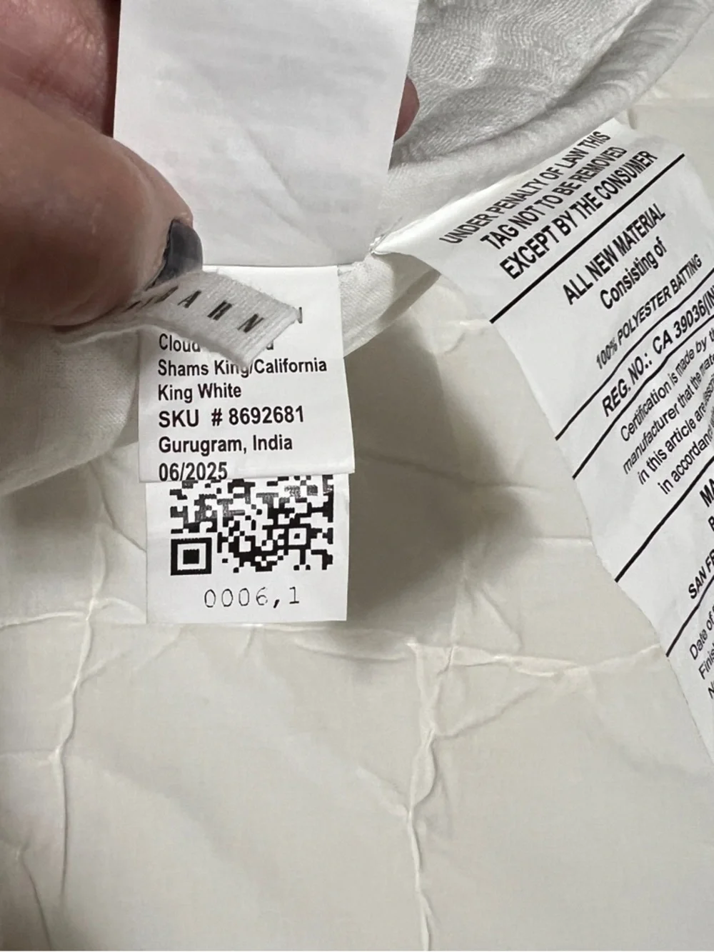 NWT! Pottery Barn Cloud Quilt White King w/ 1 Euro Sham - Picture 6 of 7